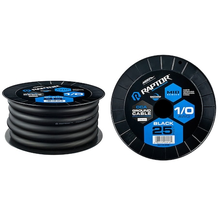 Raptor 1/0 AWG/25' POWER CABLE BLACK R4B025